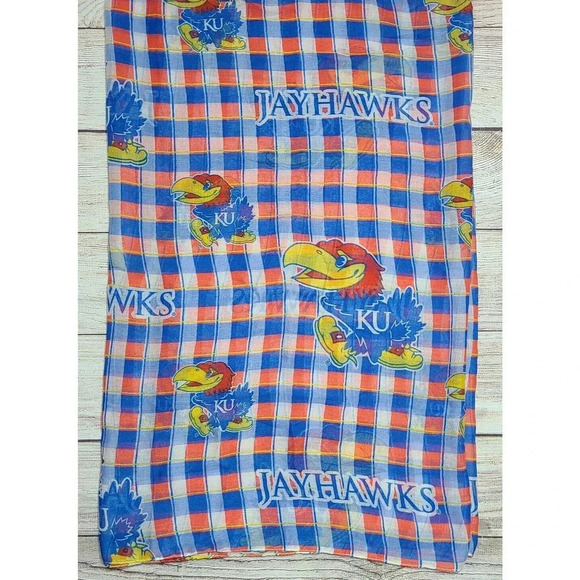 University of Kansas KU Jayhawks Infinity Scarf Blue Red Yellow White 32" x 26" - Picture 4 of 5